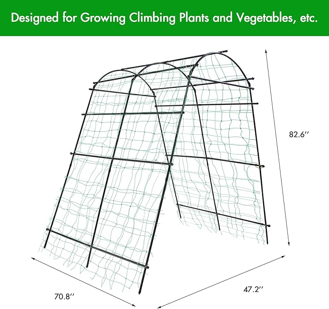 7 Ft Extra Tall Garden Arch Trellis for Climbing Plants Outdoor, Lightweight Metal+PE Coated Garden Arch Trellis Plant Stand for Climbing Vines, Lawn Tower & Garden Support Structure