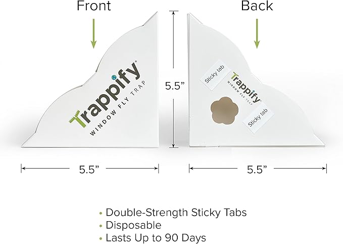 Trappify Fly Trap Indoor: Window Fly Traps for Home | Fruit Fly Traps for Indoors, Gnat Traps for House Indoor | Disposable Fly Trap with Sticky Adhesive Strips | Inside Bug Catchers (8 Pack)