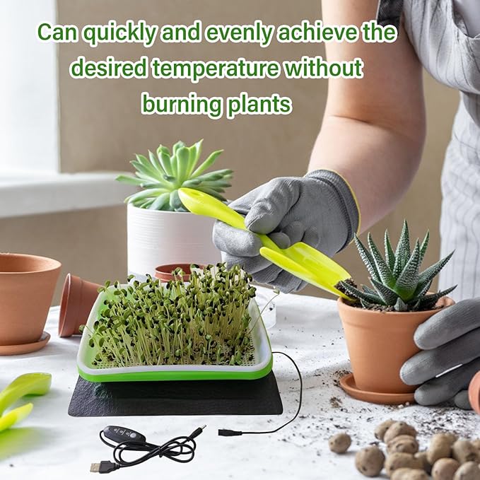 Seedling Heat Mat, 3 Gear Adjustable Temperature Warm Hydroponic Heating Pad for Germination, PU Leather Hydroponic Plant Heating Pad for Indoor Gardening, Greenhouse (1522)