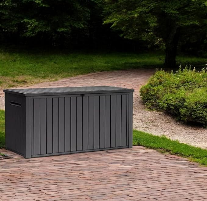 Outdoor Storage Box with Lockable Lid - Weather-Resistant and Stylish (Graphite Grey, 170)