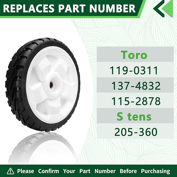 2 Pack Front Drive Wheels Replaces Toro 119-0311 205-360 20954 137-4832 Wheels
