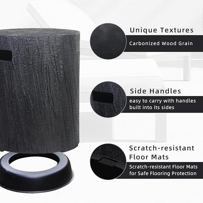 Afterglow 16" Propane Tank Cover Table, Round Tank Container Fits Standard 20 lbs Propane Tank Outdoor Gas Tank, Deck Backyard Patio, Faux Wooden Black