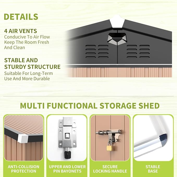 Metal Storage Shed,Outdoor Storage Building 10x8,Large Backyard Shed with Lockable Doors,Waterproof Outside Storage Shed