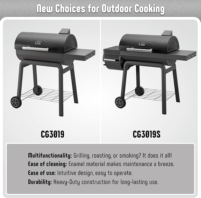 BBQ Charcoal Grill with Side Table, 30-In Heavy Duty Outdoor BBQ Grill with 664 Sq. In Cooking Area for Outdoor Barbecue in Backyard, Patio and Parties, Black