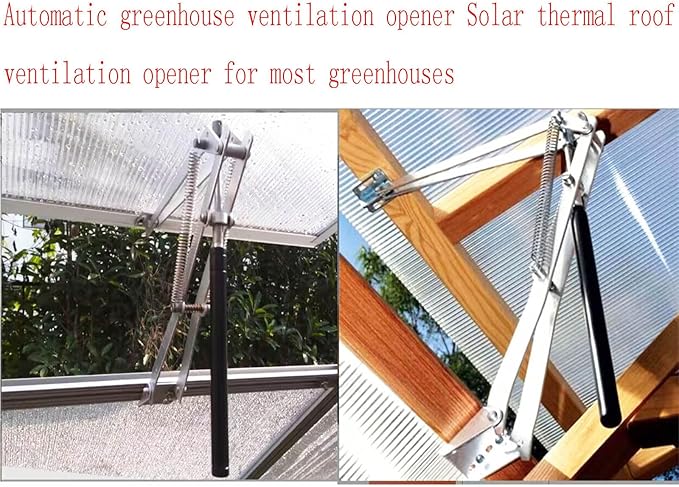 Automatic Greenhouse Ventilation Solar Thermal Roof Ventilation Automatic Window Opener, Greenhouse Roof Ventilation and Cold Frame Greenhouse Automatic Temperature Control Support Accessories(1Set)