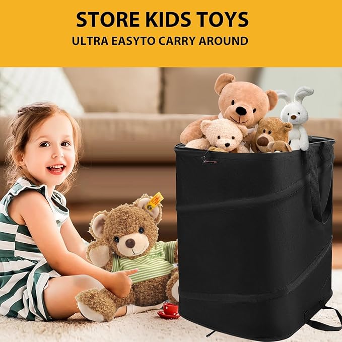 YUDI & GARDEN 19 Gallon Square Collapsible Yard Waste Bin｜Collapsible Trash Can｜Camping Trash Can, for Collecting Weeds or Party and Yard Waste