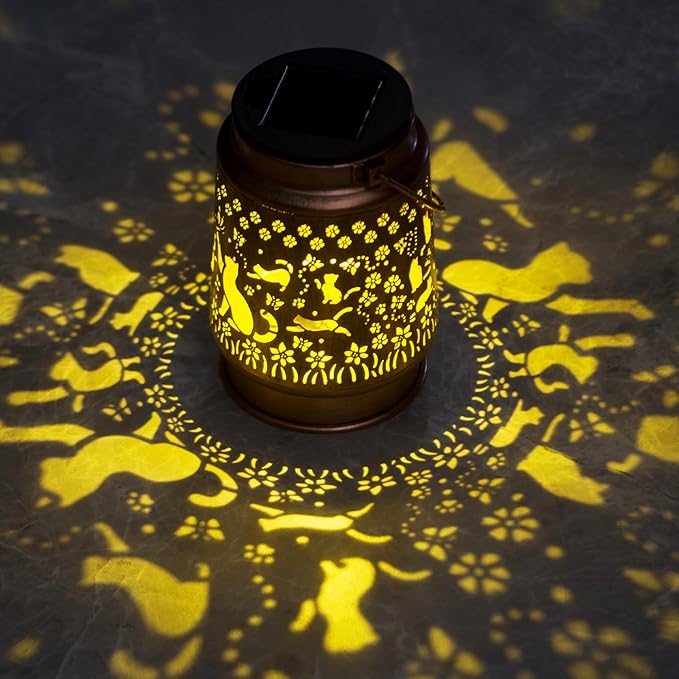 Cat Lover Gifts for Mom/Women//Grandma/Sister,Cat Solar Light Gifts Mother Day Gift Solar Lanterns Outdoor Waterproof Cat Lights Led Mason Jar Hanging Lamps Decor for Garden Yard Patio