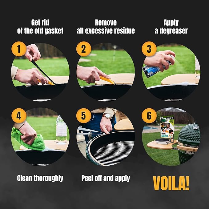 Gasket for Big Green Egg Large/XL/XXL - 2-Pack x 8 FT Smoker Gasket Seal - BGE Gasket 7/8" x 1/8" Felt - Compatible with Big Green Egg - Accessories & Parts for Grill by Smoker Chef