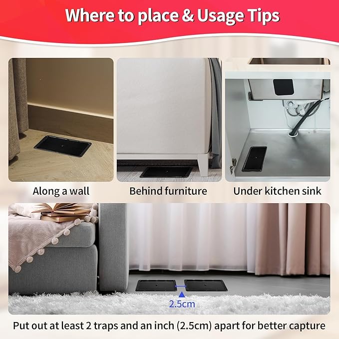 LULUCATCH Mouse Traps, 12 Pack Glue Traps, Pre-Baited Non-Toxic Bulk Mouse Traps Indoor for Home, Rat Traps Indoor for Mole, Mice, Snakes, Rodents, Pet Safe Pest Control