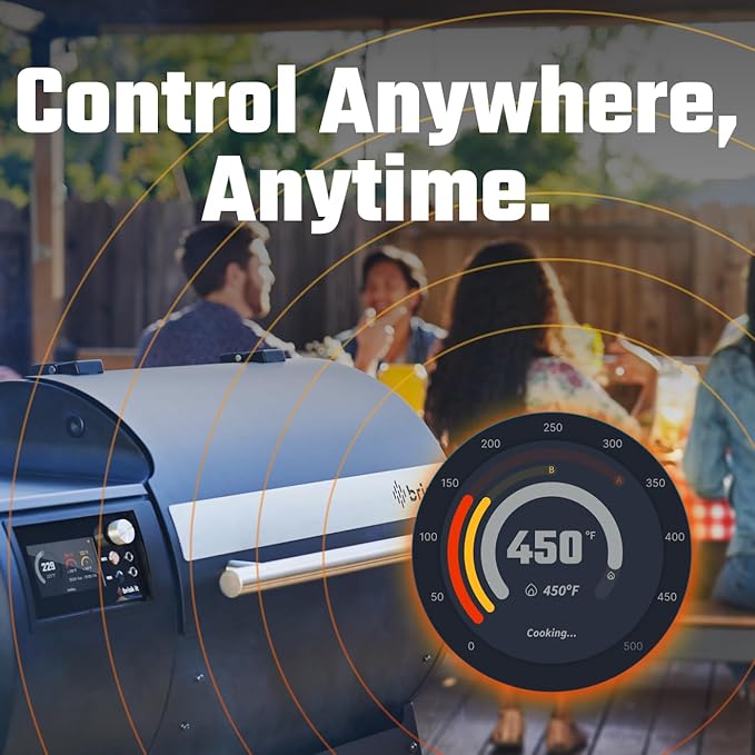 Brisk It Zelos-450 Electric Wood Pellet Smoker Grill – A.I. Smart BBQ Grill with WiFi, 7-in-1 Outdoor Grill & Smoker, PID Controller (Up to 500°F), 450 sq.in Cooking Area, Meat Probe