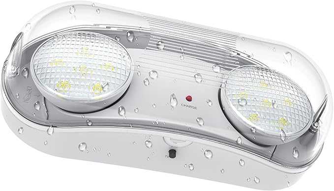 Outdoor Emergency Light with Battery Backup, Exterior Emergency Exit Lights Hardwired, Wet Location LED Egress Lights, Waterproof Commercial Emergency Lighting Fixture, 120-347V, UL Listed(1 Pack)