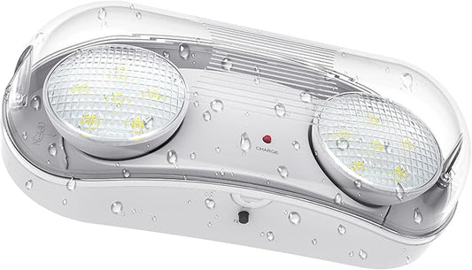 Outdoor Emergency Light with Battery Backup, Exterior Emergency Exit Lights Hardwired, Wet Location LED Egress Lights, Waterproof Commercial Emergency Lighting Fixture, 120-347V, UL Listed(1 Pack)