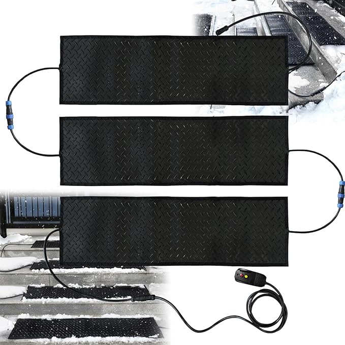 Heated Snow Melting Mats,10x30in (3pcs) Snow Melting Mats Outdoor,Electric Ice Melting Mats for Winter Snow Removal,Heated drivewayDriveway Walkway Mats Outdoor with 10ft Power Cord