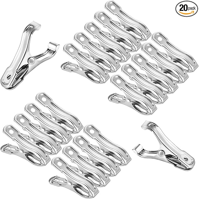 20 Pcs 2inches Gardening Clips for Netting, Greenhouse Clamps Made of Stainless Steel, Have a Strong Grip of Metal Clips, For 3/8'', 1/2'', 3/4'' Garden Hoops or Greenhouse Frame