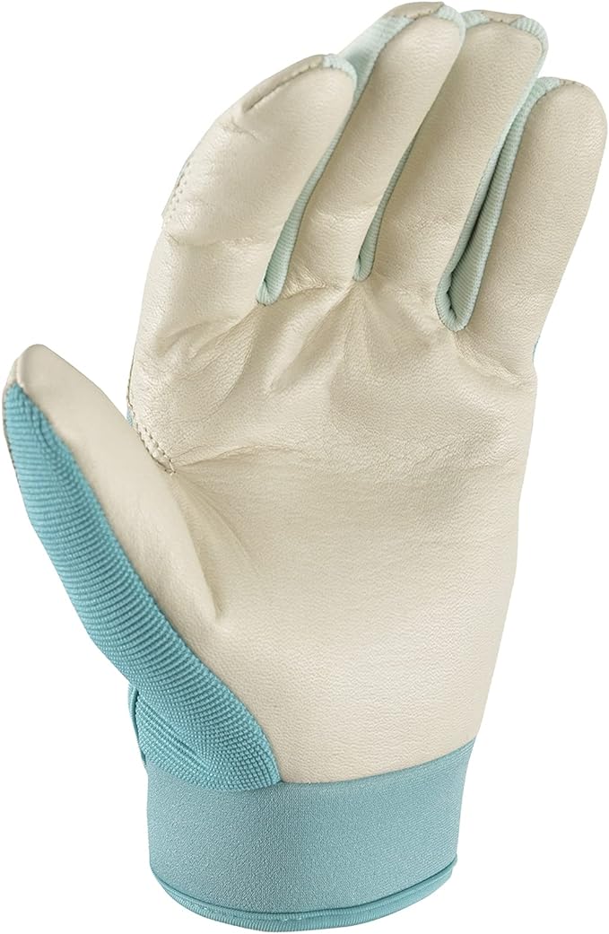 Wells Lamont Women's Hybrid Work/Gardening Gloves | Water-Resistant HydraHyde Leather |Aqua, Medium (3204M)