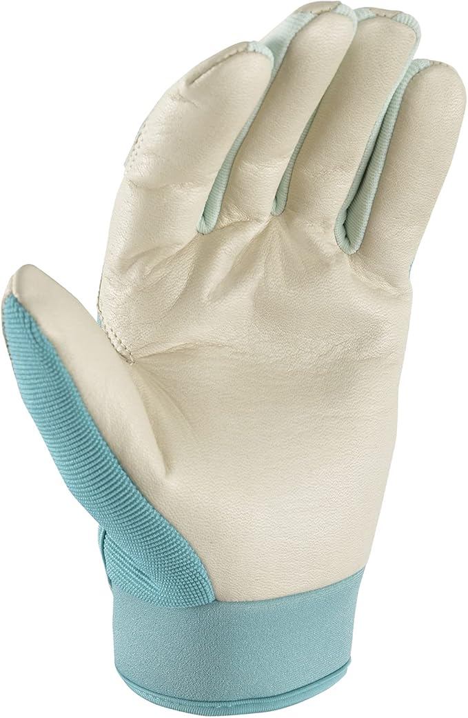 Wells Lamont Women's Hybrid Work/Gardening Gloves | Water-Resistant HydraHyde Leather | Small (3204S), Aqua
