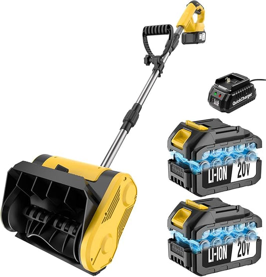 Cordless Electric Snow Shovel, Brushless 12-Inch Width | 6-Inch Depth Snow Blower, Lightweight Snow Thrower Machine, Efficient Snow Removal with Battery and Charger, 2 Batteries