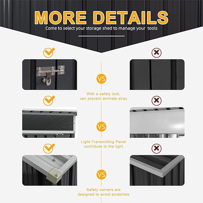 Shintenchi 6x4 FT Outdoor Storage Shed with Window, Outdoor Waterproof Storage Shed Metal Garden Shed with Lockable Single Door, Weather Resistant Tool Storage House Shed for Garden,Backyard,Gray