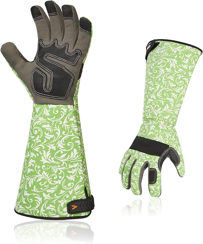 Vgo... 1 Pair Gardening Gloves Ladies,Safety Work Gloves,Long Sleeves Gauntlet,Puncture Proof,Touchscreen(Size XS,Green,AL6608-FM)