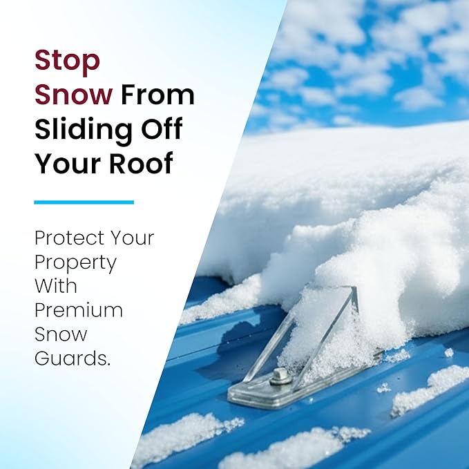 Color 50 Qty Commercial Bulk Pack (Snow Guards, Perfect Seal Gaskets & Screws) - Stop Snow from Sliding Off Your Metal Roof Snow Guard Block Stops Breaks (Black)