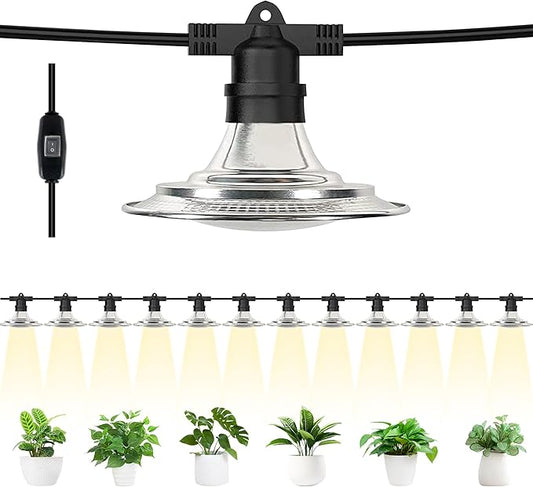 Outdoor LED Grow Lights, Waterproof String Plant Growing Light, Full Spectrum Growth 12 Light, Suitable for Garden, Farm, Flower, Seedling Greenhouse Grow Light