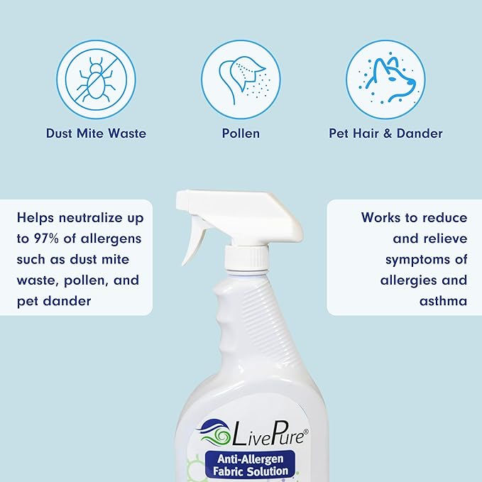 LivePure Anti-Allergen 32 OZ Fabric Spray for Household Surfaces, 2 Pack