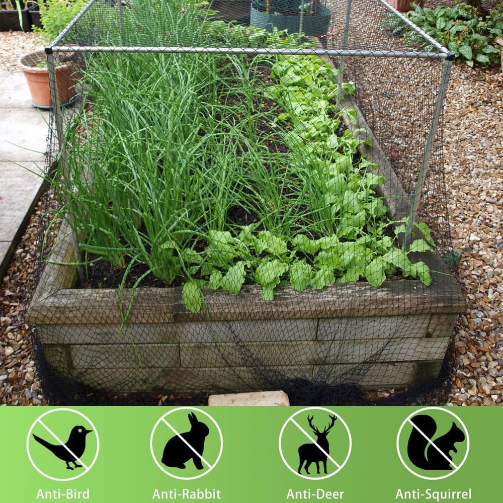 Bird Netting 30x30 Ft, 1/2In Mesh Heavy Duty Garden Netting Pest Barrier for Plants, Fruit Trees, Vegetables, Extra Strong Woven Mesh Netting, Animal Fencing Against Birds, Deer, Poultry