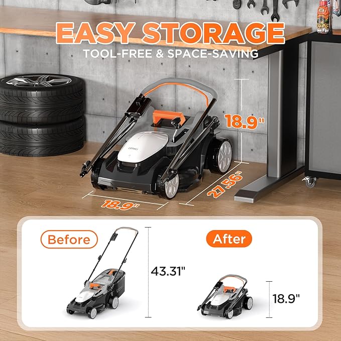 Litheli 16 Inch Lawn Mower 2x20V Electric Coreless Lawn Mower Lightweight Push Mower with 6-Position Height Adjustment, 2 x 4.0Ah Battery Include New