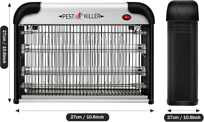 Indoor Electric Bug Zapper, 2800V Powerful Flying Insect Mosquito Killer w/ 20W Blue Light Attract, Plug-in Pest Control Machine for Moth, Fruit Fly, Fungus Gnat, Garage Bug Catcher/Eliminator/Trap