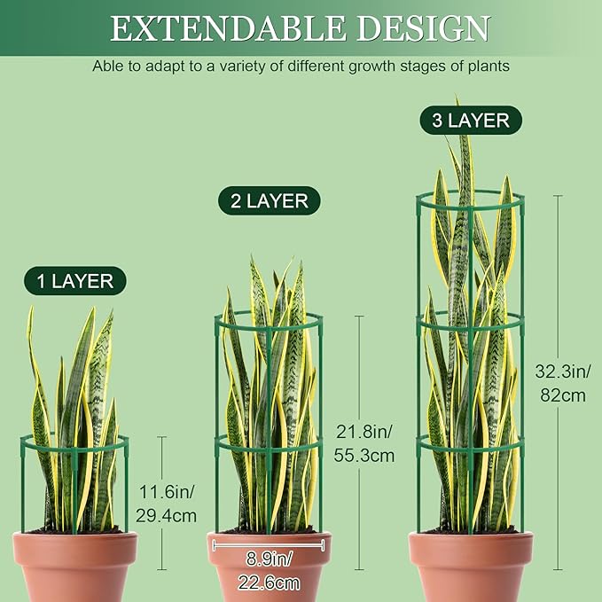 24Pcs Plant Support Stakes, Half Round Plant Stakes for Indoor Plants, Stackable Garden Flower Support, Plant Cages for Tomato,Monstera, Peony, Hydrangea, Climbing Plants