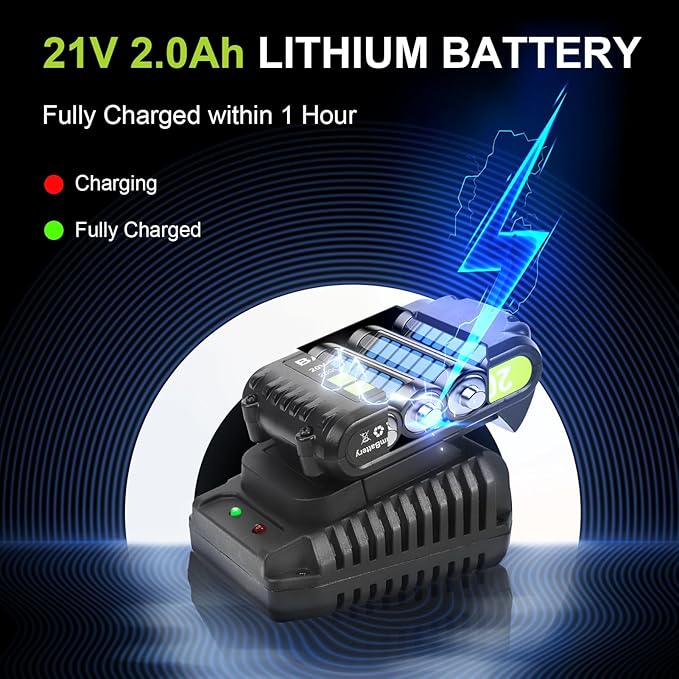 YOUGFIN Leaf Blower Cordless, 20V Handheld Electric Leaf Blower with 2.0Ah Battery and Charger, 2 Speed Mode, Lightweight Battery Powered Blowers for Lawn Care, Yard, Snow Blowing