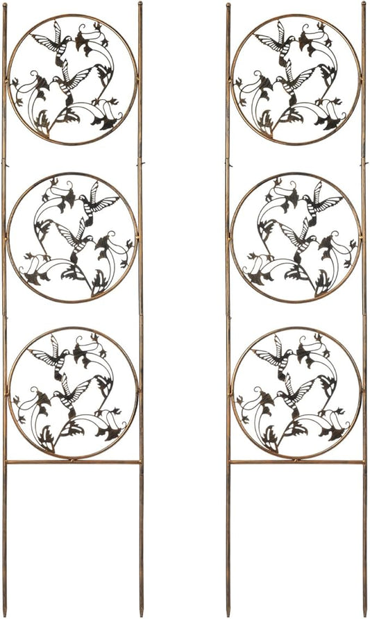 SUNNYPARK Set of 2 Hummingbird Metal Garden Trellis for Climbing Plants, Decorative Vegetables Flowers Vine Trellis for Outdoor Patio 55'' H x 12.4'' W