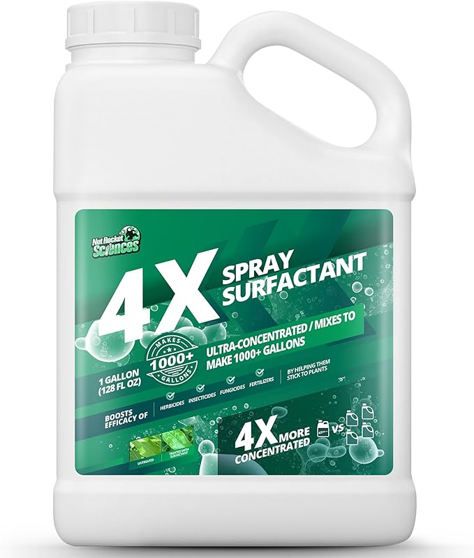 1 Gallon 4X Non Ionic Surfactant - Makes 1000 Gallons - Nonionic Wetting Agent & Concentrated Surfactant Spray for Increased Product Efficacy, Ideal Spreader Sticker, No Foam Wetting Agent