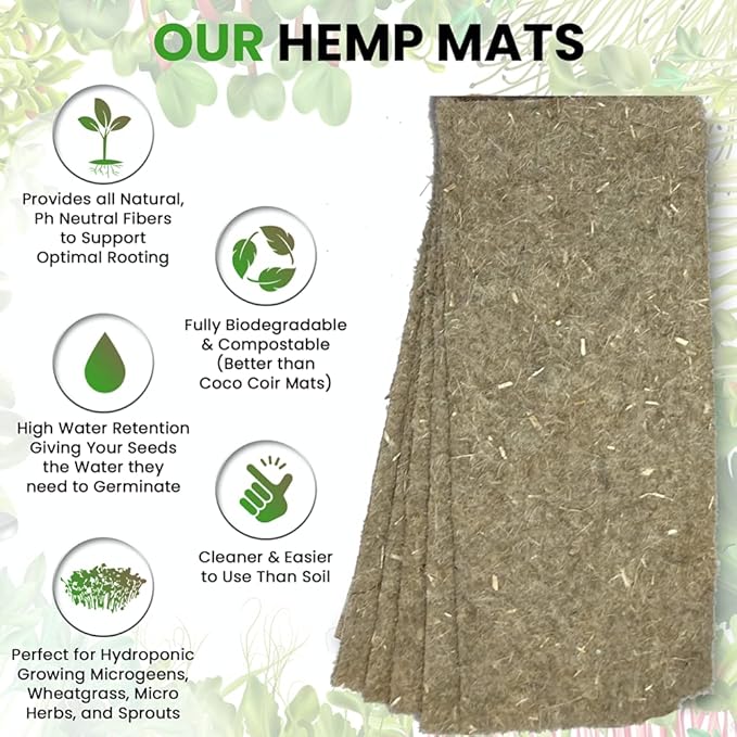 Organic Wheatgrass Self Watering Kit Refill Mats & Seeds for 5 Crops. (Refill Kits)