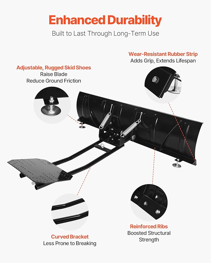 VEVOR Snow Plow Kit, Universal Snow Plow Attachment, Height & Left-Right Adjustable (60in)
