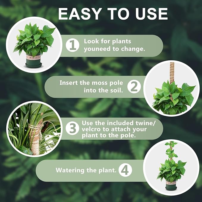 2 Pack 48 Inch Moss Pole for Plants, Bendable Moss Pole for Plants Monstera, Tall Moss Poles for Climbing Plants Indoor, LargeSupport, Garden Trellis Stick Stakes