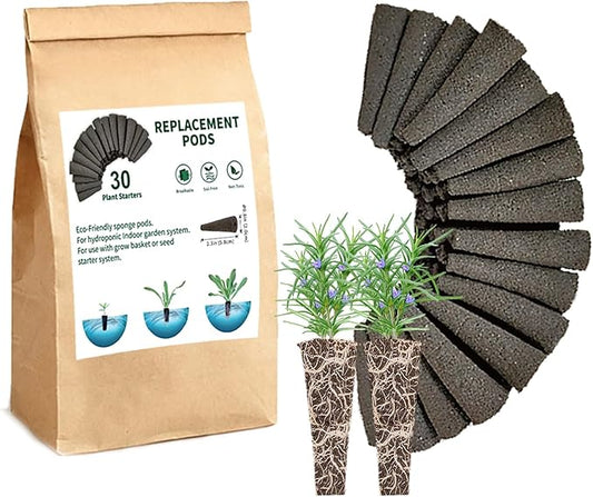 Grow Sponges, Starter Pods Compatible with Aero Garden,Refill Pods for Hydroponic Growing System (30pcs Sponges)