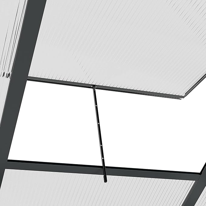 Outsunny 6' x 6' Greenhouse for Outdoors, Polycarbonate Greenhouse with Rain Gutter and Roof Vent, Aluminum Walk-in Green Houses for Outside for Patio Backyard Garden, Gray