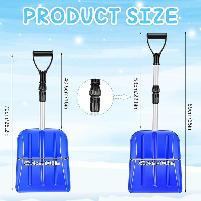 Lasnten 4 Pcs Kid's Snow Shovel Plastic Digging Lightweight Portable Beach Shovels for Kids Boys Girls Home Yard Garden Outdoor Activities Snow Removal(Blue)