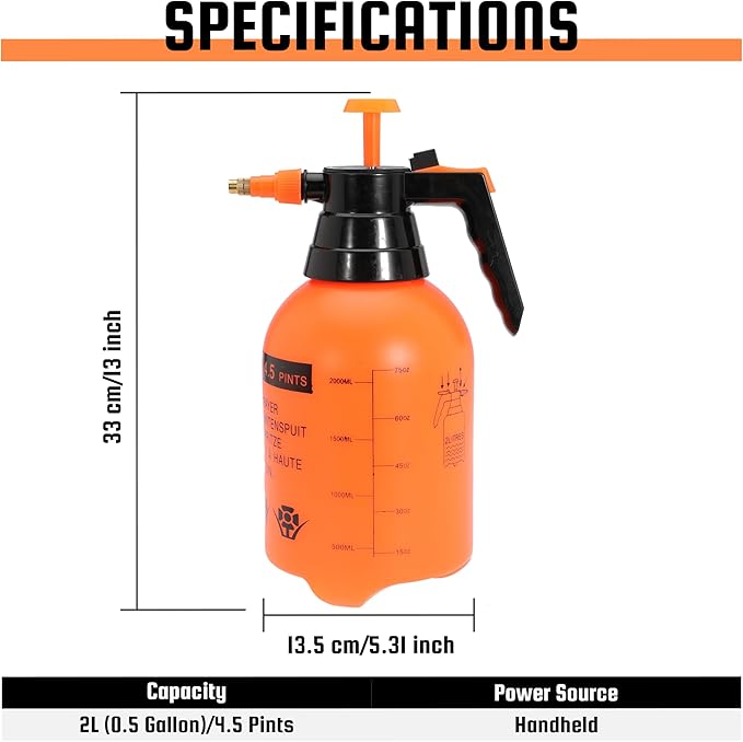 2L (0.5 Gallon) Handheld ULV Fogger Machine, Portable Fogger Sprayer Machine Hand Held Atomizer Ultra Low Volume Sprayer for Home Indoor and Outdoor Use