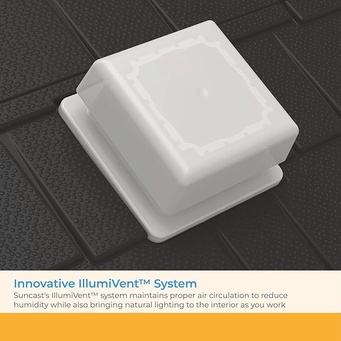 Suncast Vista 7' x 4' Outdoor Storage Shed with Pad-Lockable Double Doors and IllumiVent System, All-Weather Shed for Yard Storage, Brown, Made in The USA