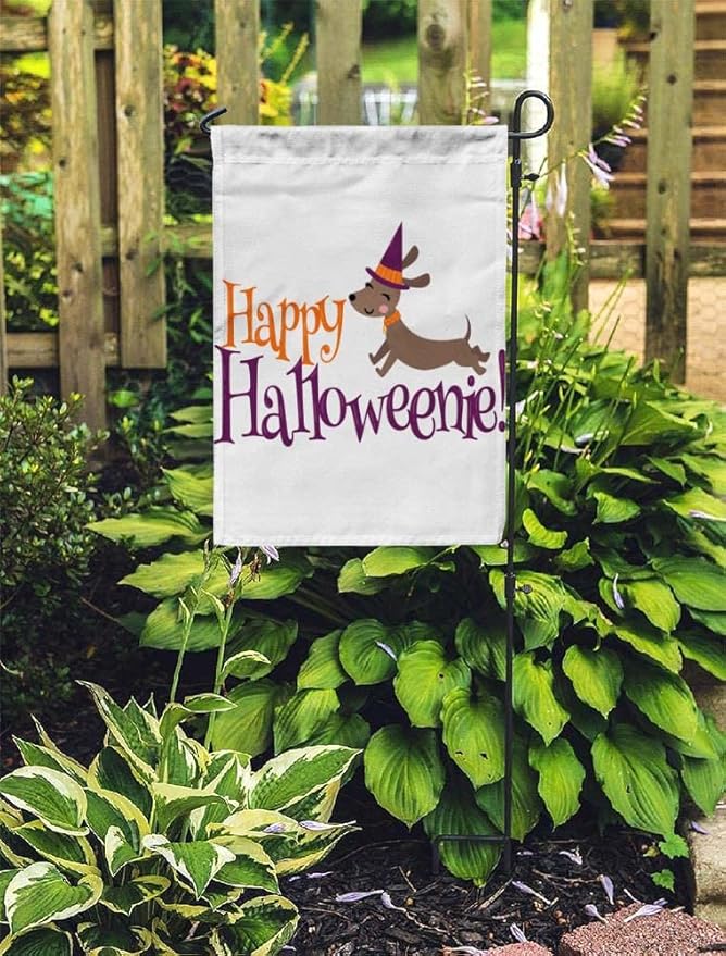 Happy Halloween Dachshund Outdoor Welcome Garden Flag Home Yard Decorative 12X18 Inches Double Sided Seasonal Garden Flags