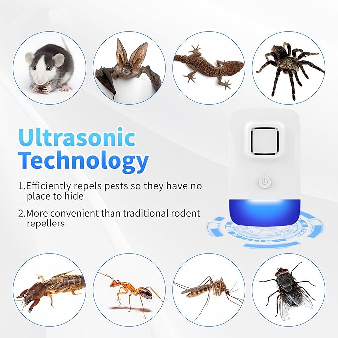 Ultrasonic Pest Control Repeller Plug in, Electronic Rodent Repellent for Indoor Home, Mosquito Repellent, Cockroach Killer, Spider Repellent (4 Pack)