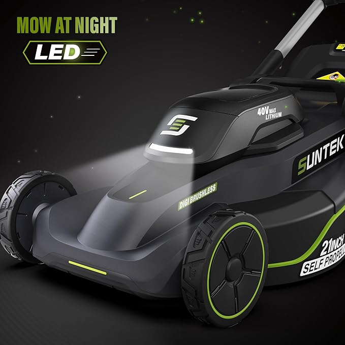 SUNTEK 40V 21-Inch Cordless Lawn Mower, Upgarded Battery Powered Self-Propelled Lawn Mowers, 2 x 4.0Ah Lithium-ion Battery and Rapid Charger Included, Digi-Brushless, APP Compatible, SLM4521