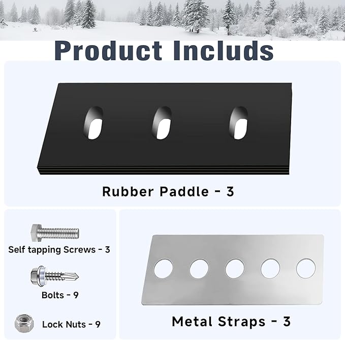 100% 304 Stainless Snow Blower Impeller Modification Kit, 1/4" 3-Blade Universal, for Modifies 2-Stage Machine Snow Blower Impeller Including Installation Hardware, Reuse in Harsh Environments(3)