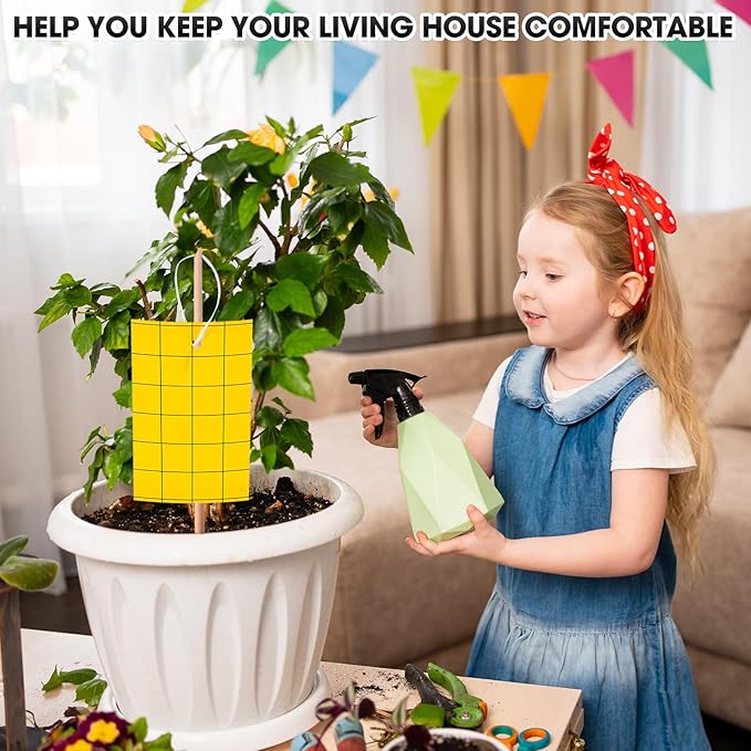 Qualirey 100 Pcs Yellow Sticky Trap for Gnats 3 x 5'' Dual Side Sticky Fruit Fly Trap with Tie Plant Sticky Trap for Flying Insect Fungus Bugs Flying Sticky Trap Sticky for Indoor Outdoor