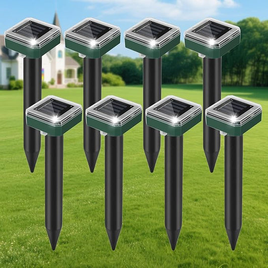 Mole Repellent Solar Powered, 8 Pack Waterproof Ultrasonic Gopher Vole Repellent Outdoor, Rat, Squirrel, Skunk, Repellent for Lawn Garden Yard