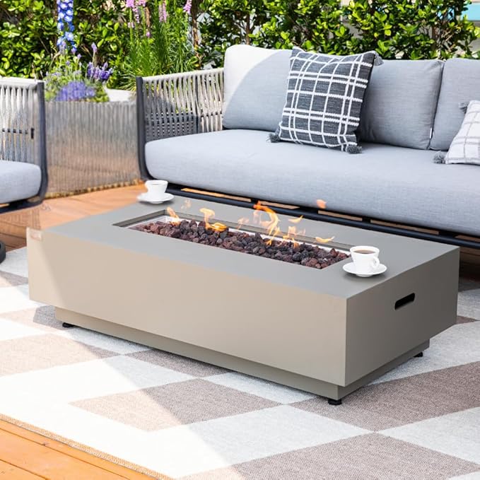 Westwood 50” Propane Fire Pit Smokeless Firepit Outdoor Gas Fire Pit for Outside Patio Firepit Table Includes Rain Cover Converter Kit Lava Rocks Lid CSA Certified