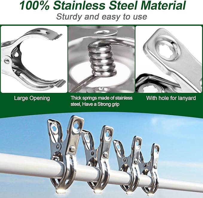 40 Pcs 2.3 Inch Row Cover Clips, Garden Clips for Netting, Greenhouse Clamps Made of Stainless Steel, Have a Strong Grip of Greenhouse Clips, For 1/2'', 3/4'', 1'' Garden Hoops