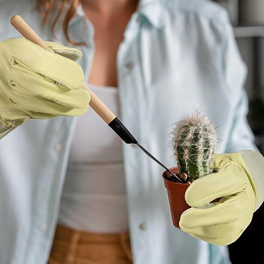 HLDD HANDLANDY Rose Pruning Gardening Gloves Long Sleeve Puncture Proof Gloves with Forearm Protection for Women and Men, Light Yellow, XL